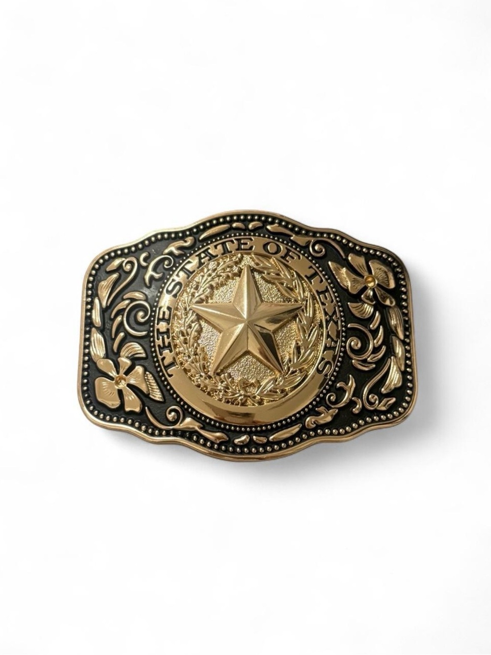 Gold and Black Texas Star Belt Buckle
